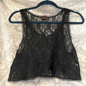 Black lace crop top tank top